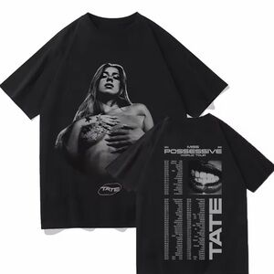 Black Graphic T-Shirt with Artistic Print